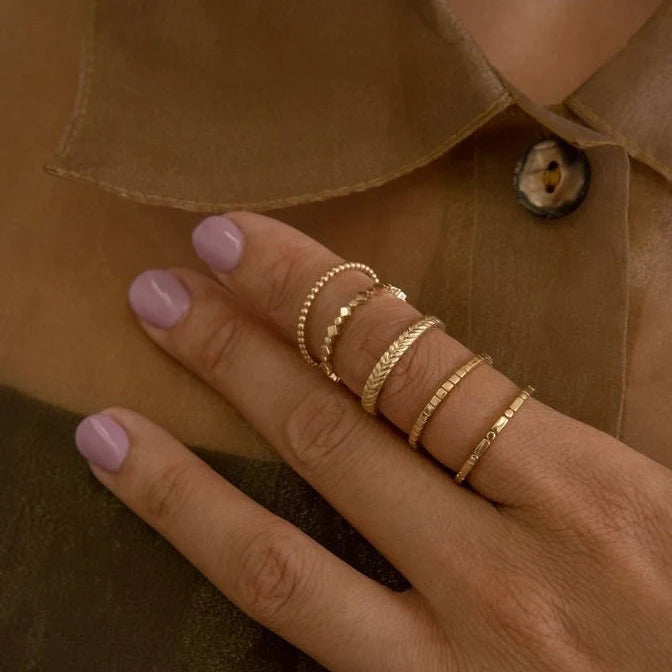 Jennie Kwon Eternal Ball Band stacked rings