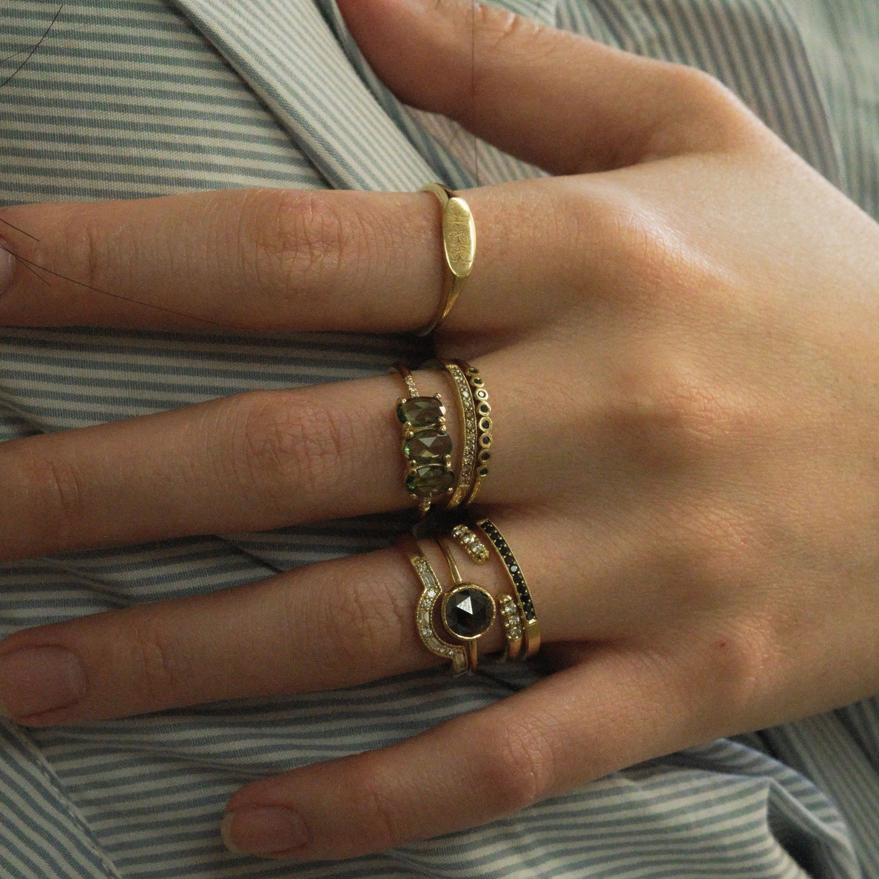 diamond staccato arch ring