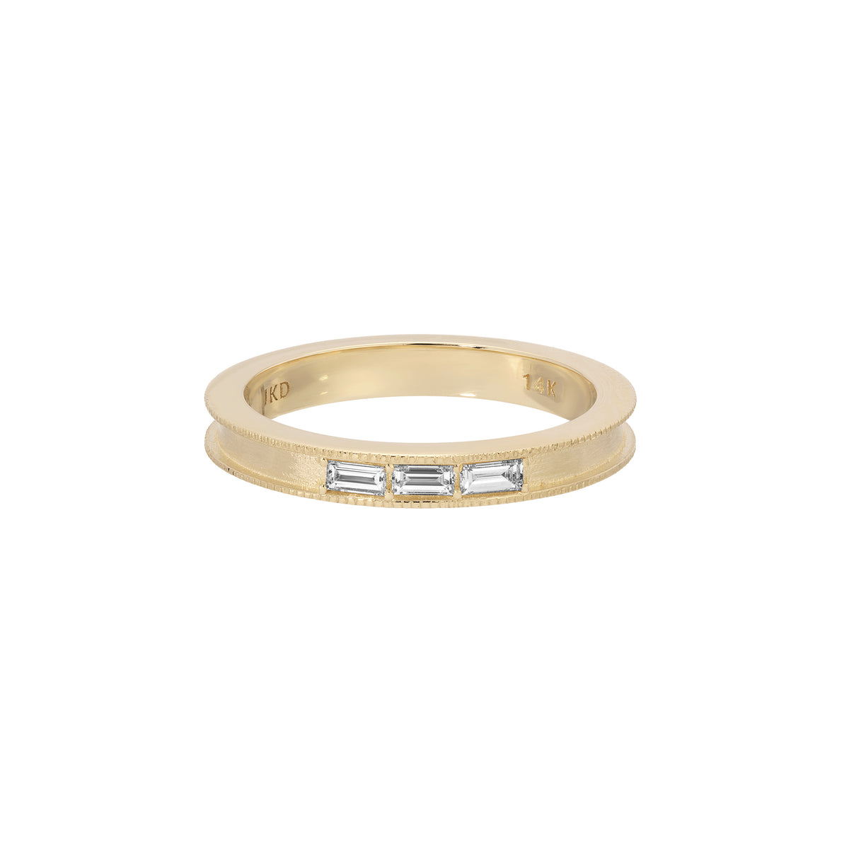 3 Diamond Baguette Milgrain Band