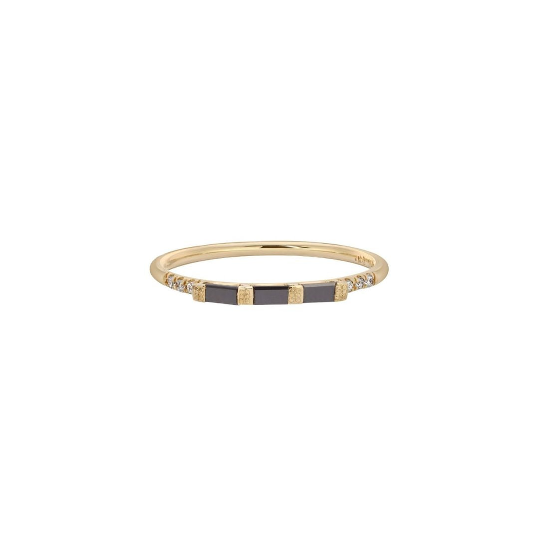 3 Black Diamond Baguette Equilibrium Ring