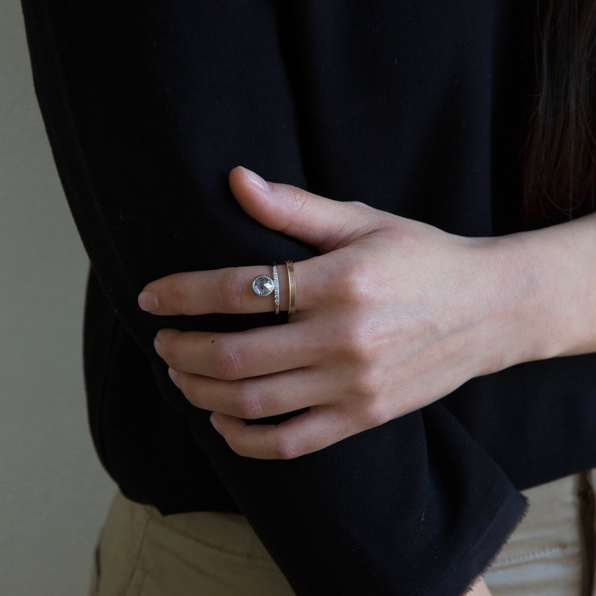 Gray Diamond Luna Ring