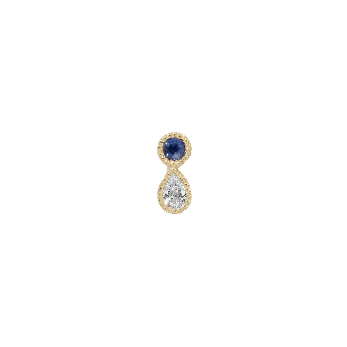 Blue Sapphire Diamond Dewdrop Stud (Single)