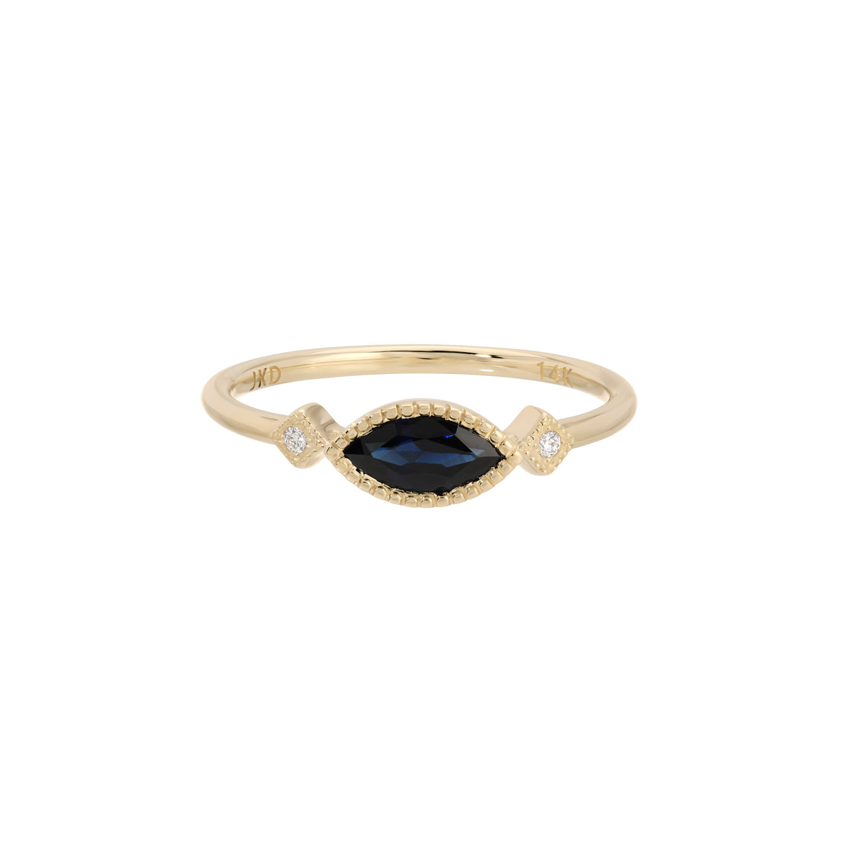 Blue Sapphire Marquise Square Deco Ring