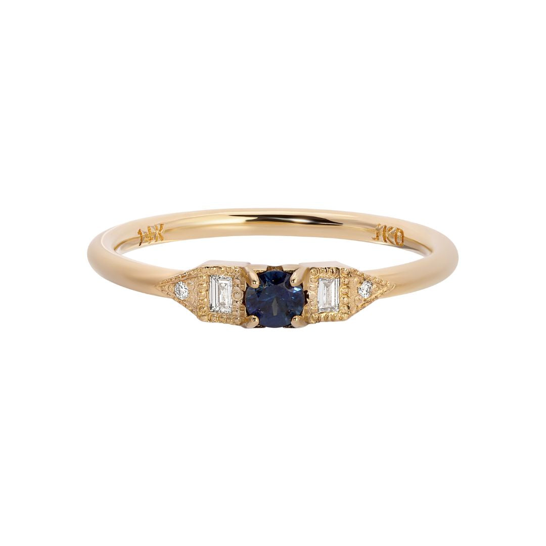 Blue Sapphire Petite Deco Era Ring