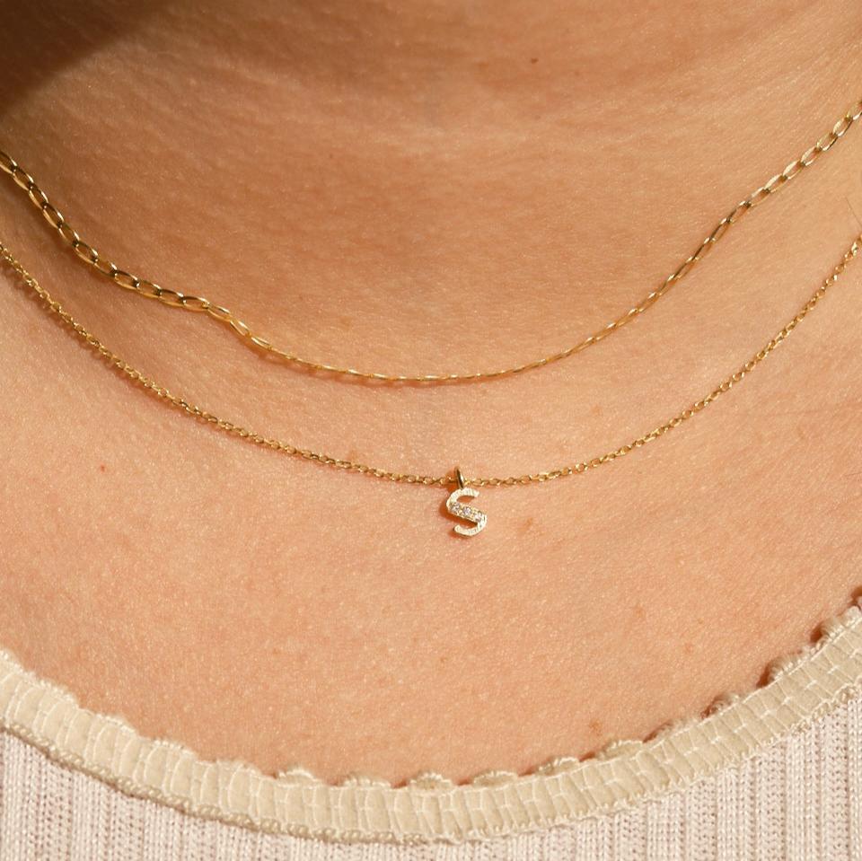Diamond Art Deco Letter Necklace