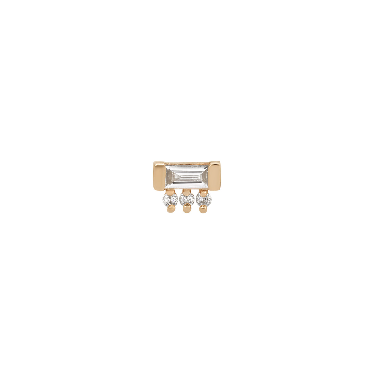 Diamond Baguette 3 Dot Stud (Single)