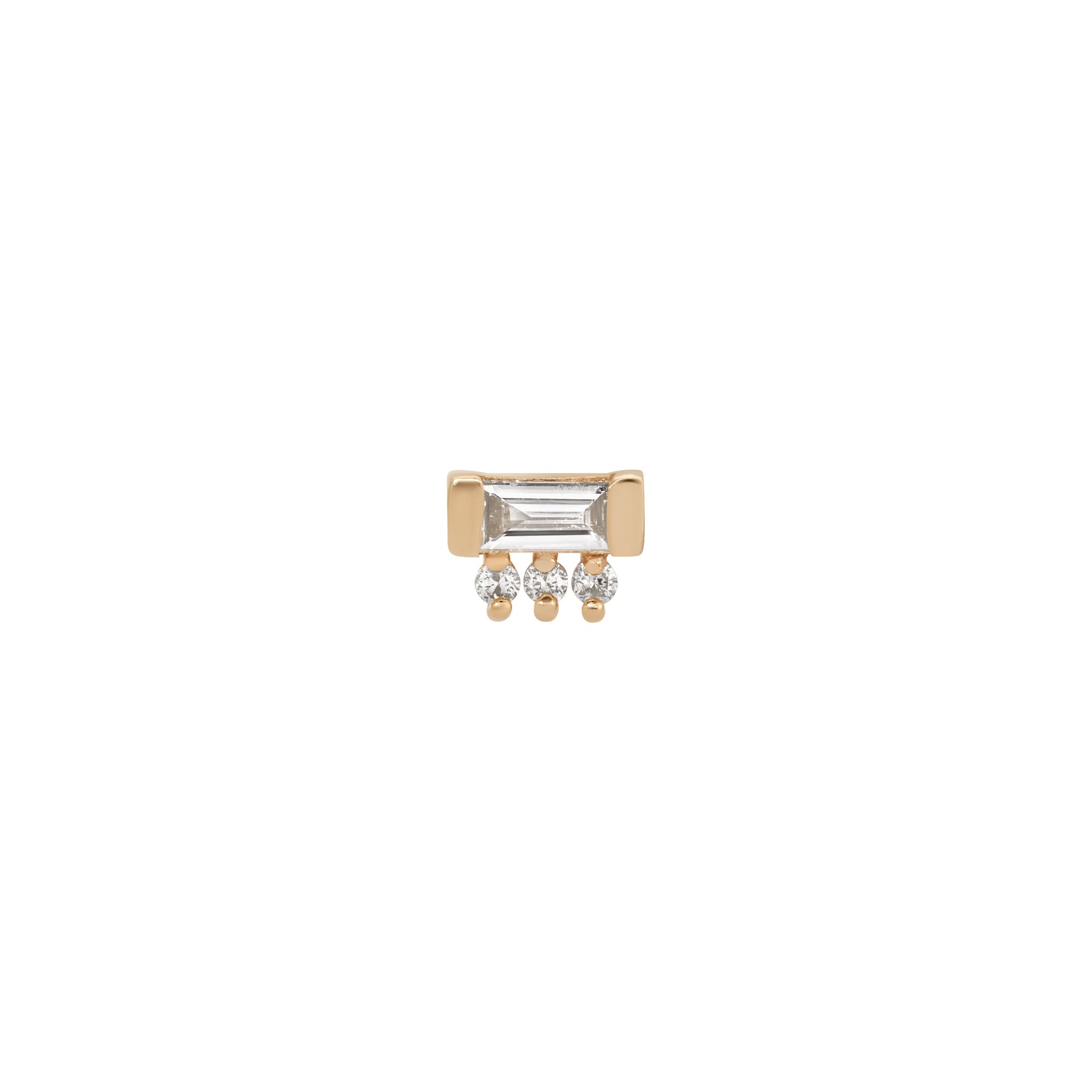 Diamond Baguette 3 Dot Stud (Single)