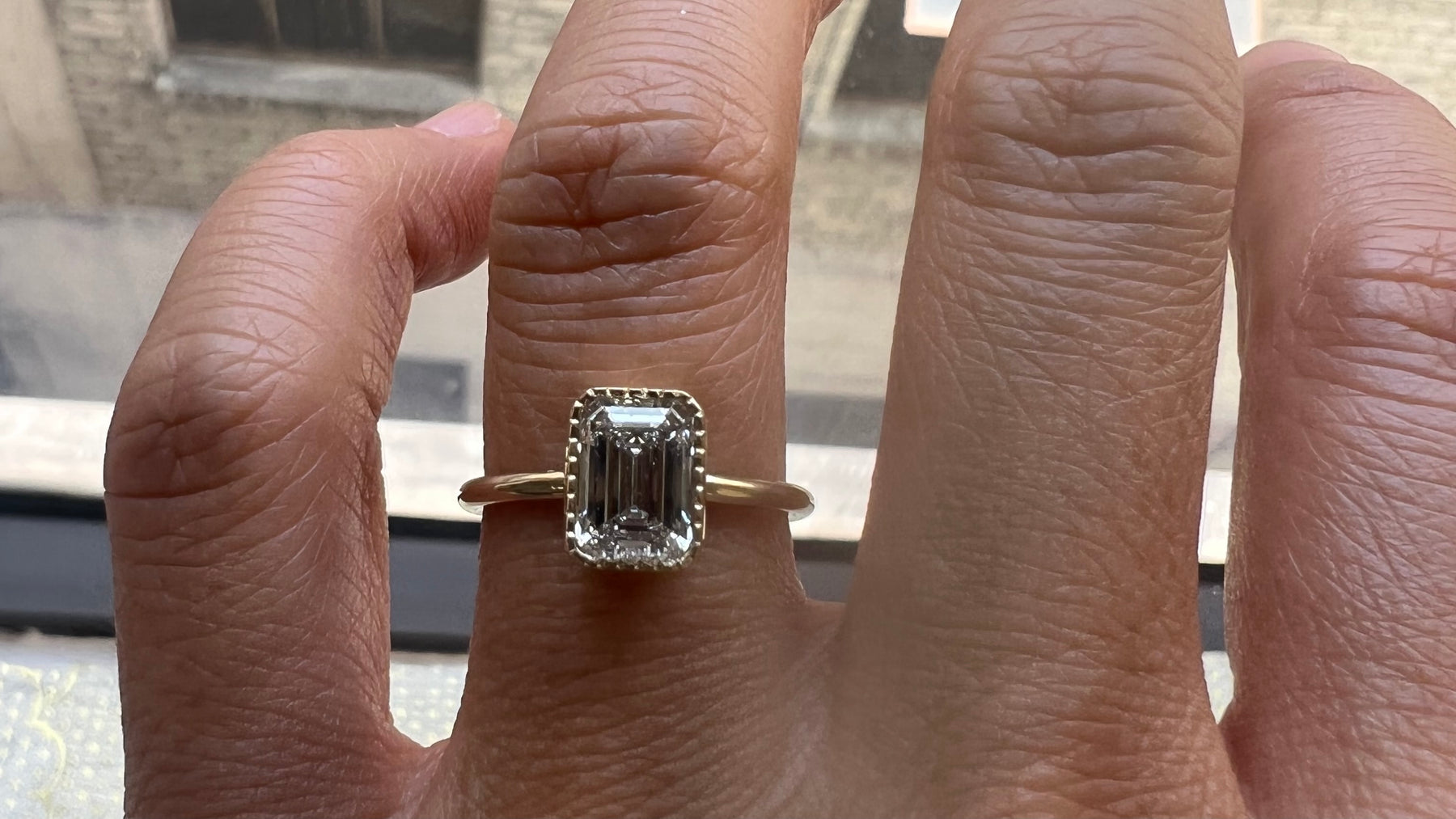 Jennie Kwon Designs custom diamond engagement gold ring
