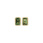 Emerald Cut Green Sapphire Wisp Earrings (Pair)