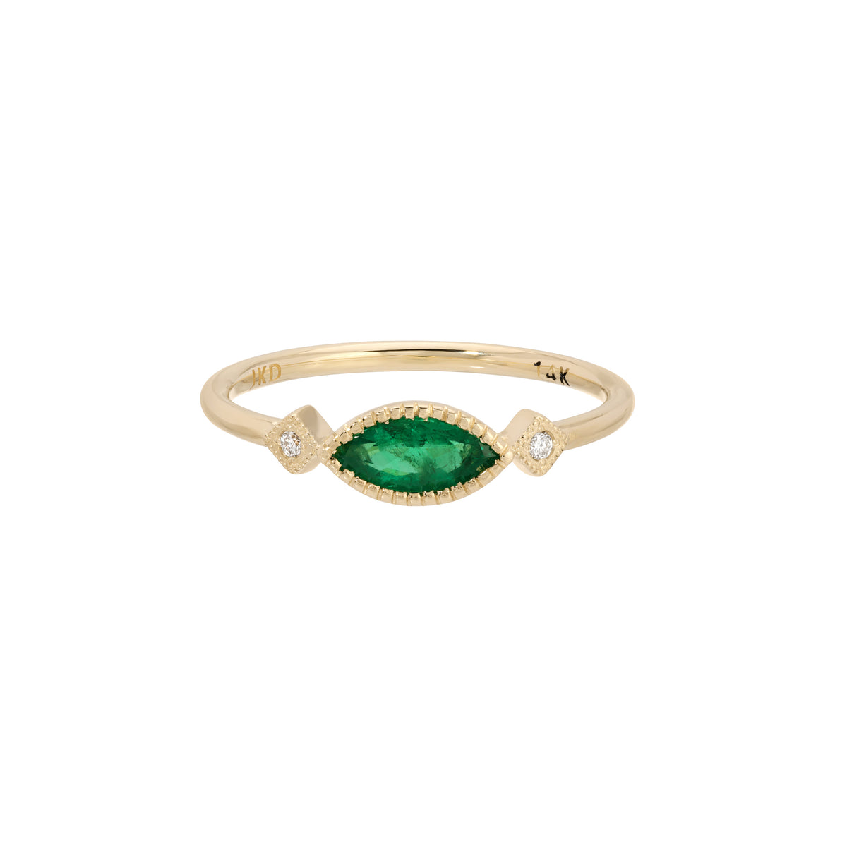 Emerald Marquise Square Deco Ring