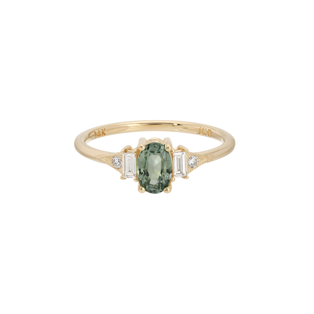 Green Sapphire Oval Kathy Deco Ring