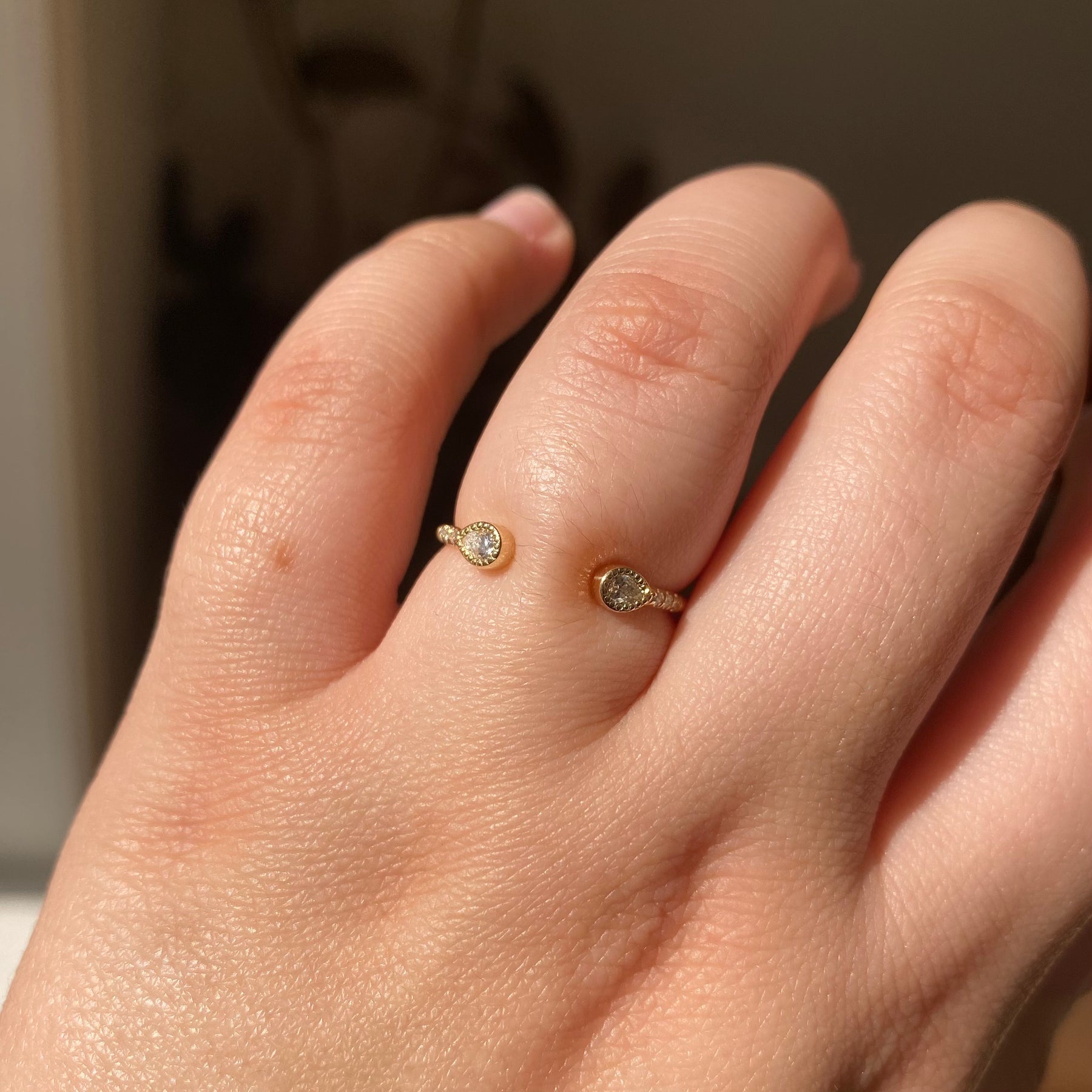 Pear Diamond Equilibrium Cuff Ring