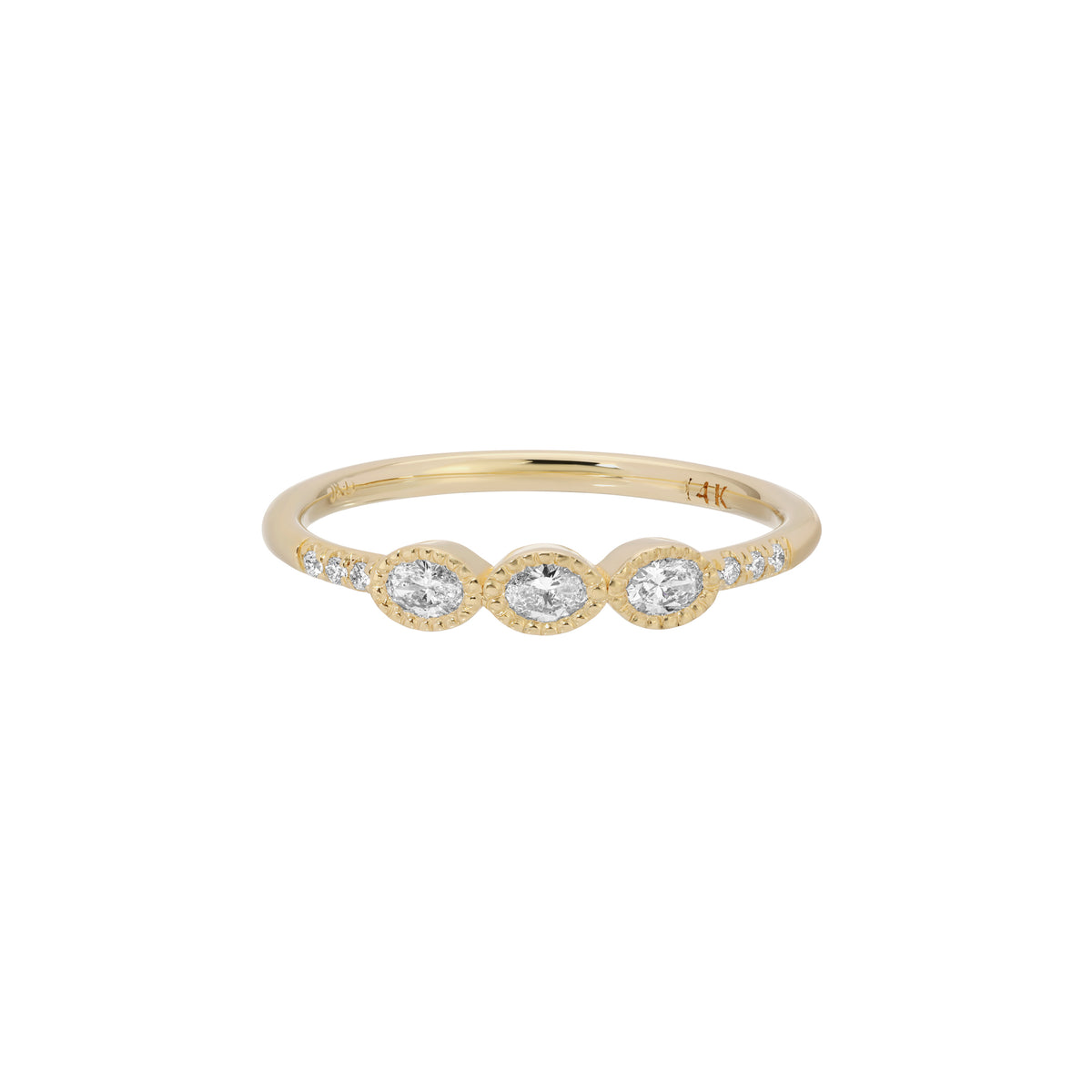 Oval Diamond Triplet Equilibrium Ring