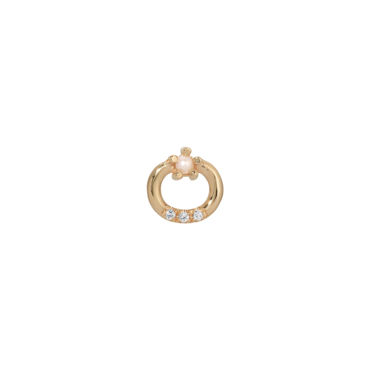 Pearl Diamond O Stud (Single)