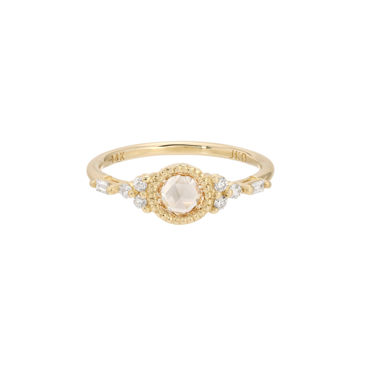Rose Cut Champagne Diamond Poeme Ring