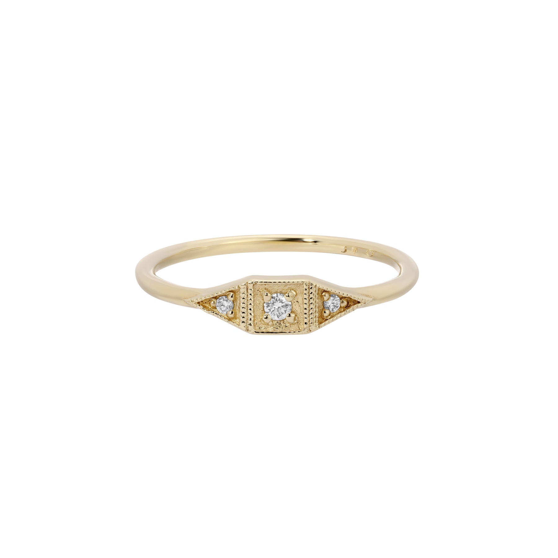 White Diamond Mini Deco Point Ring