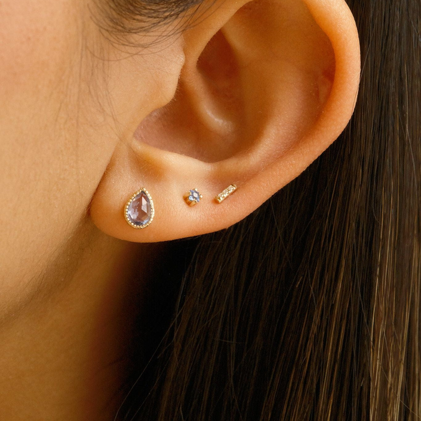 Blue Sapphire Lento Earrings (Pair)
