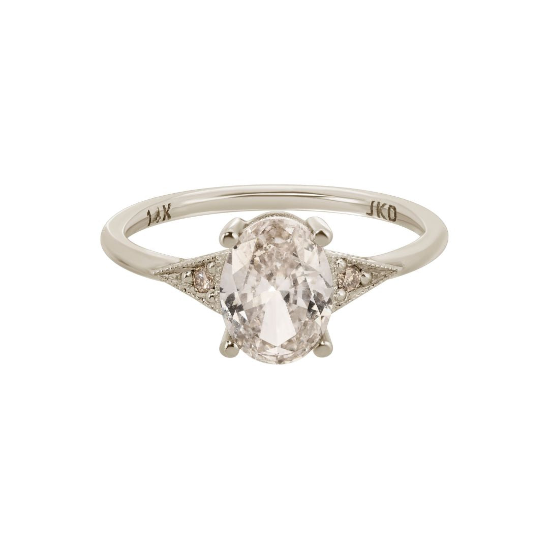 Champagne Diamond Oval Deco Ring (OOAK)