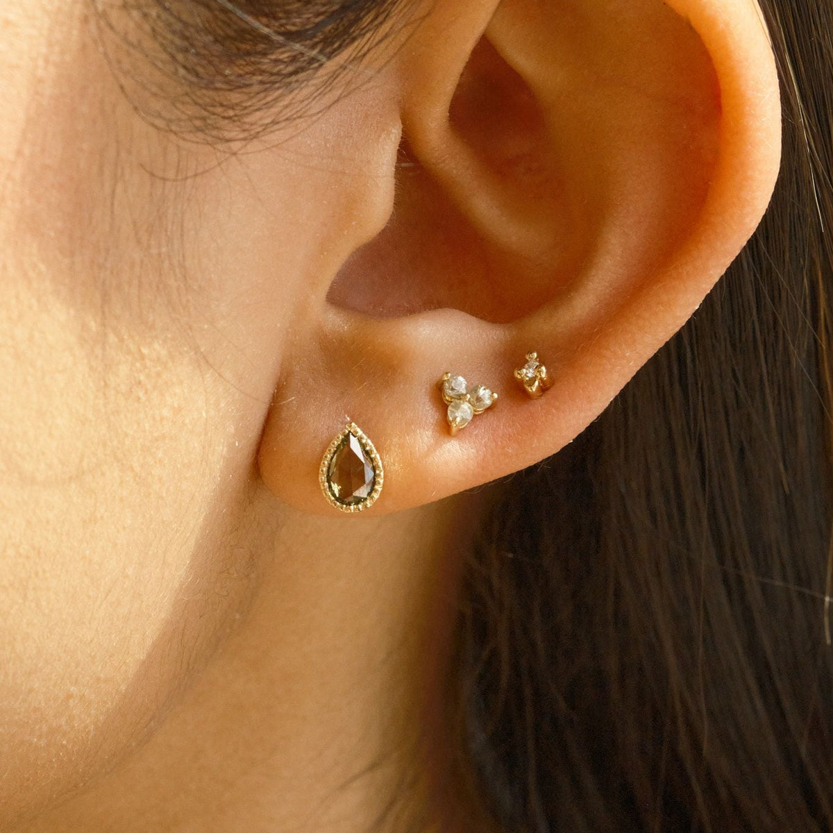 Green Sapphire Lento Earrings (Pair)