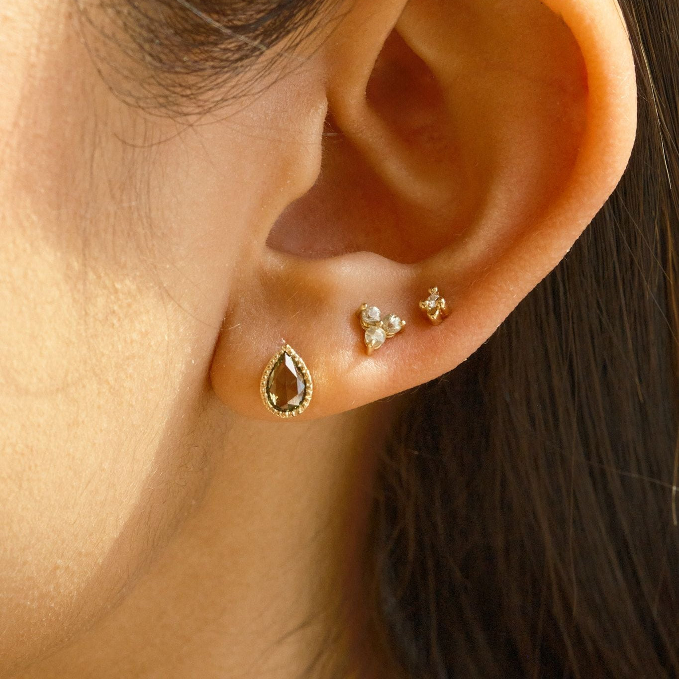 Green Sapphire Lento Earrings (Pair)