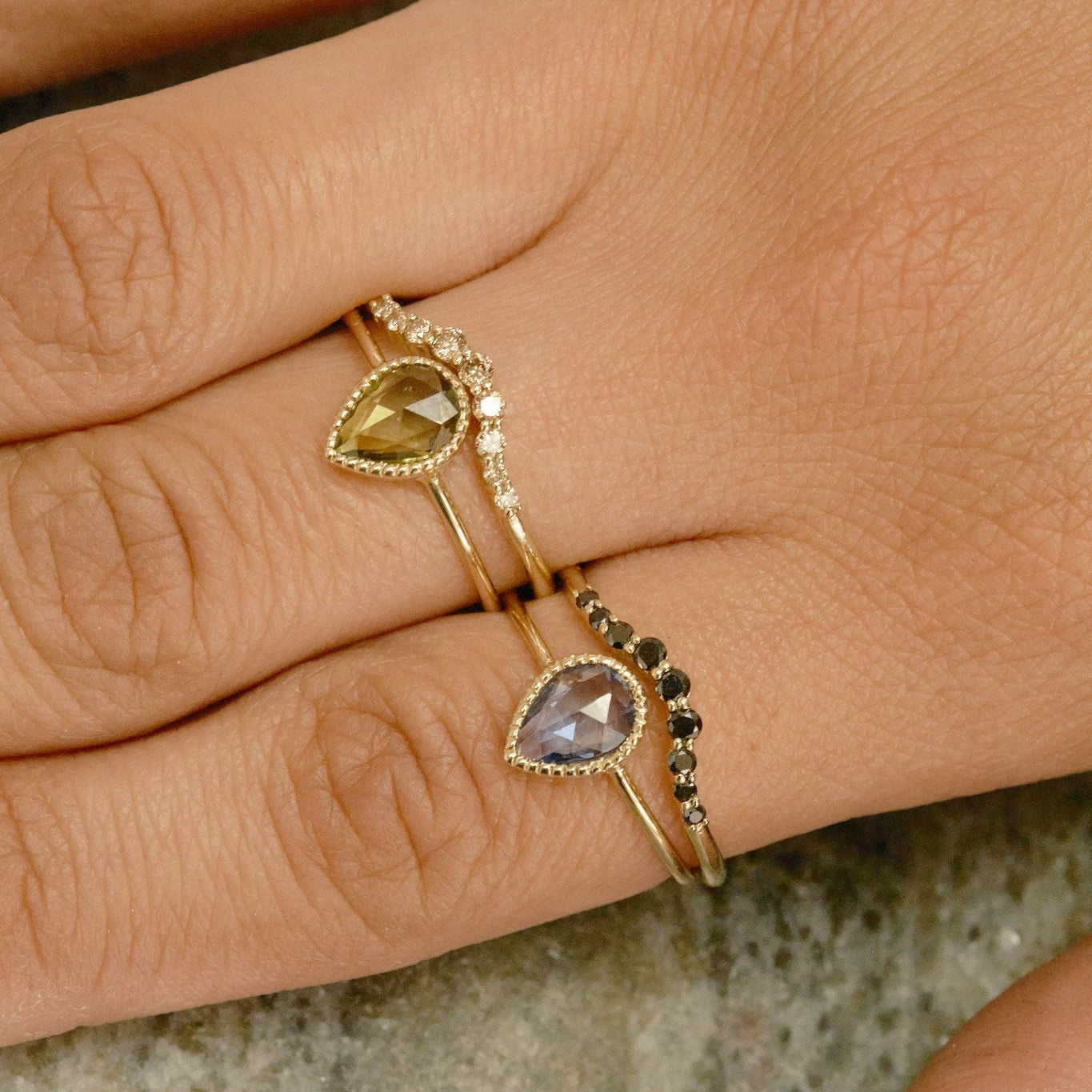 Champagne Diamond Ripple Arch Band
