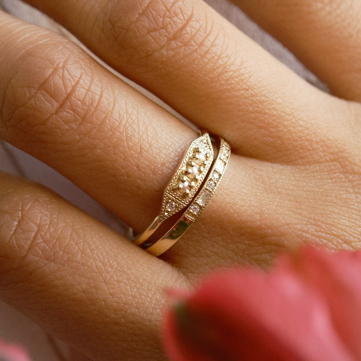 3 Pearl Mini Deco Point Ring