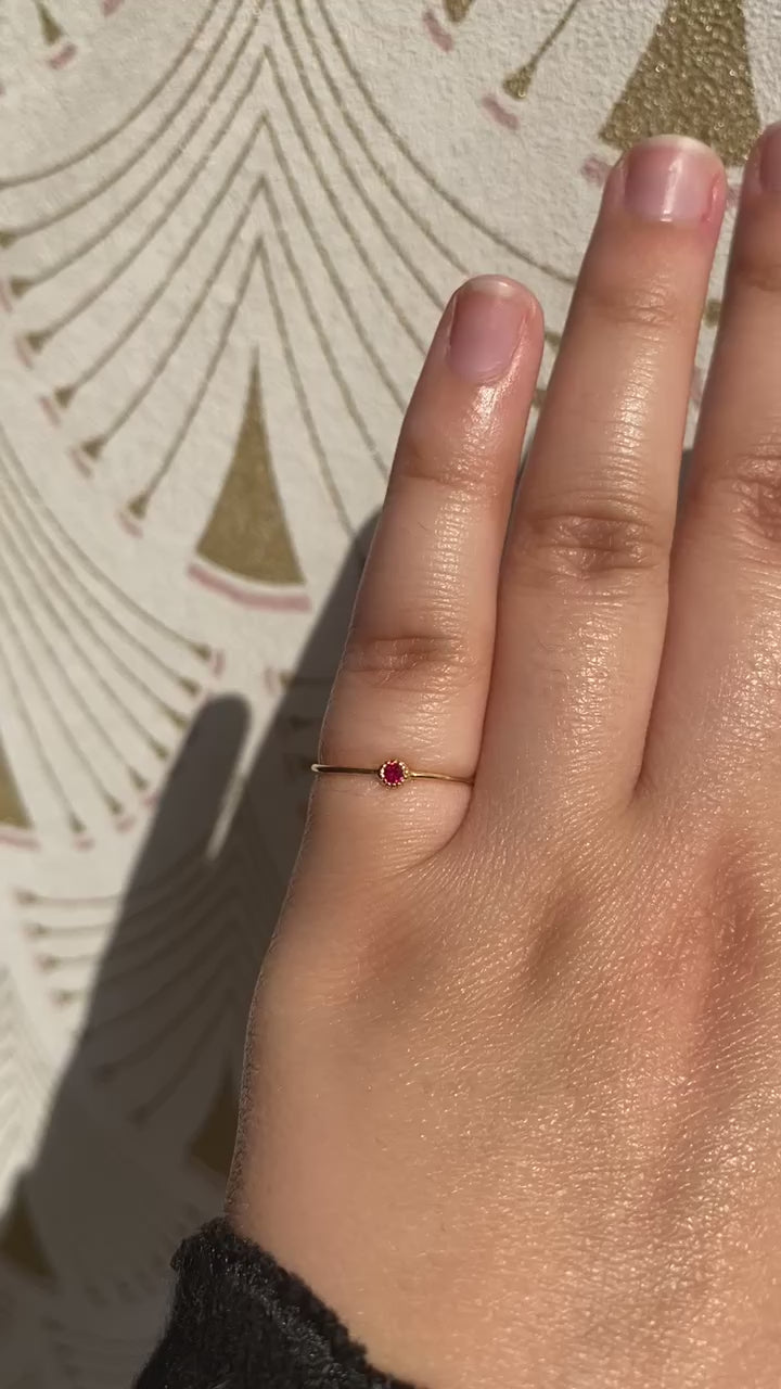 Round Ruby Moon Drop Ring