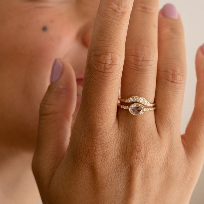 OVAL ROSE CUT DIAMOND EQUILIBRIUM RING