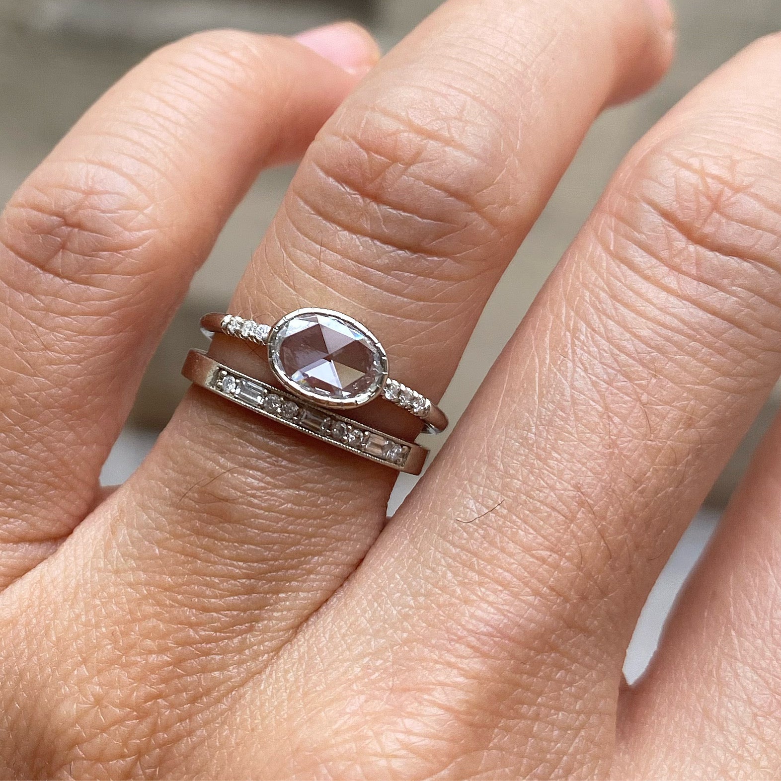 OVAL ROSE CUT DIAMOND EQUILIBRIUM RING