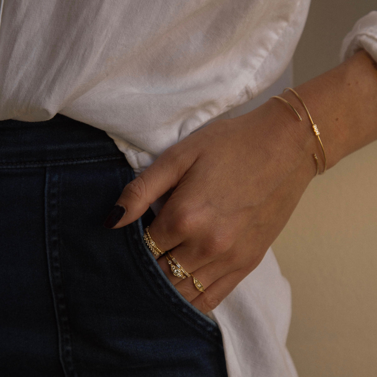 Diamond 3 Bezel Cuff