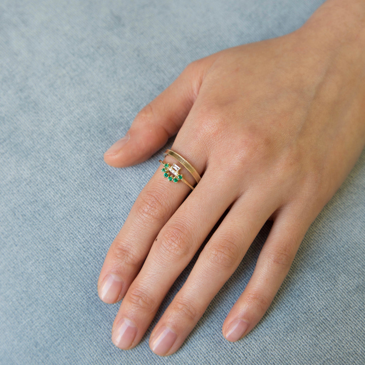 Emerald Baguette Arch Ring