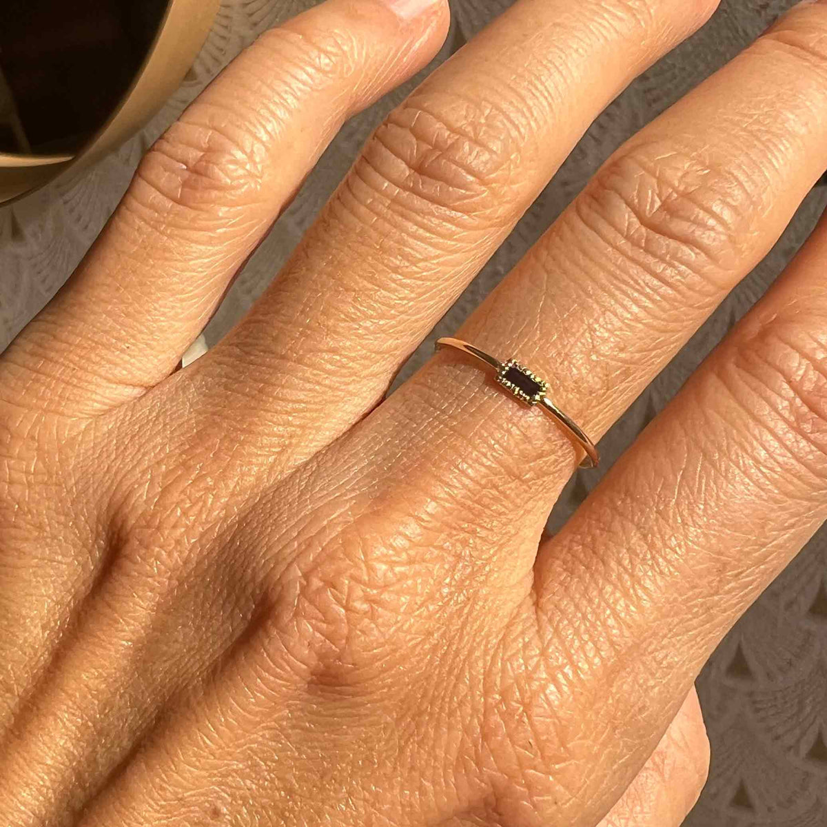 Baguette Blue Sapphire Moondrop Ring