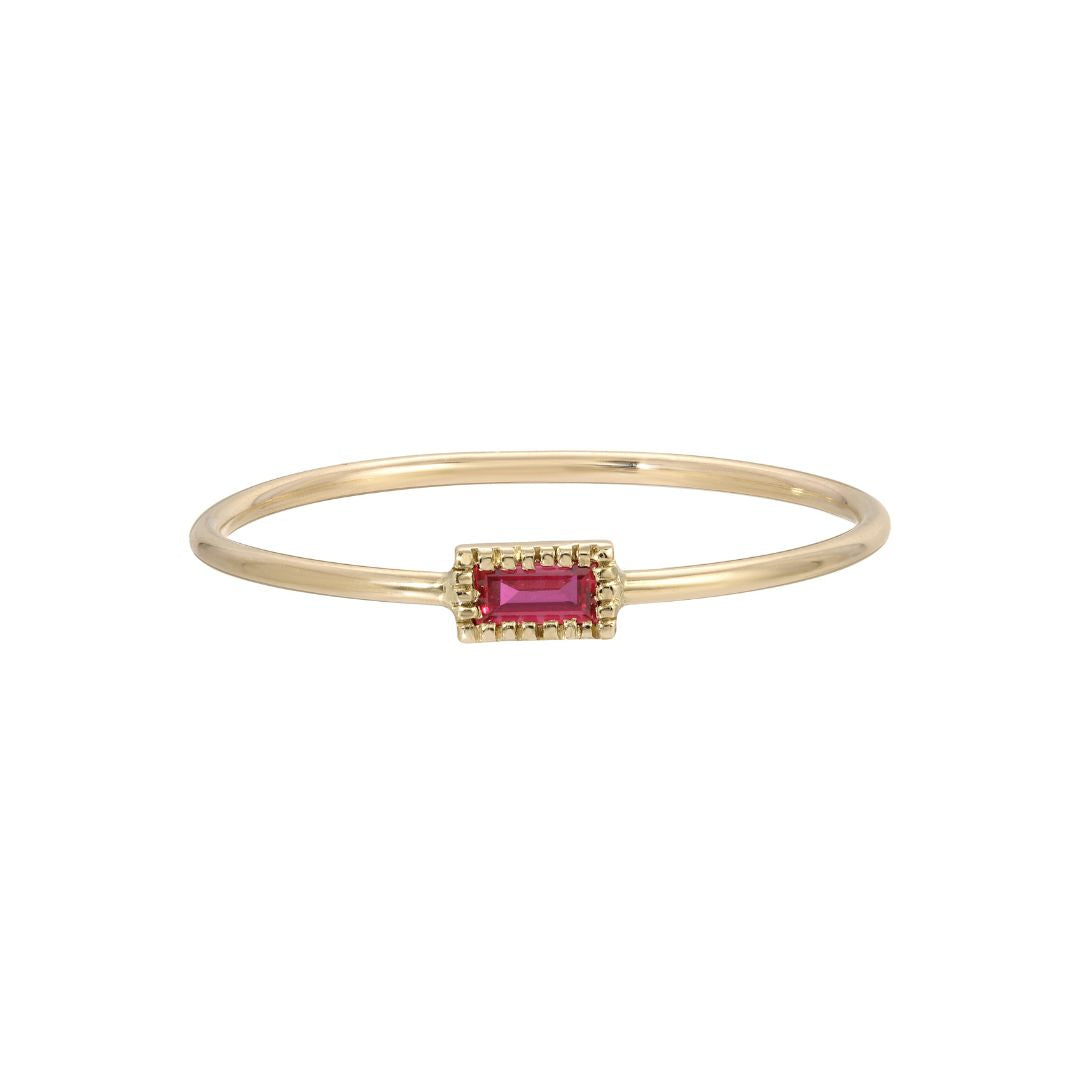 Baguette Ruby Moondrop Ring