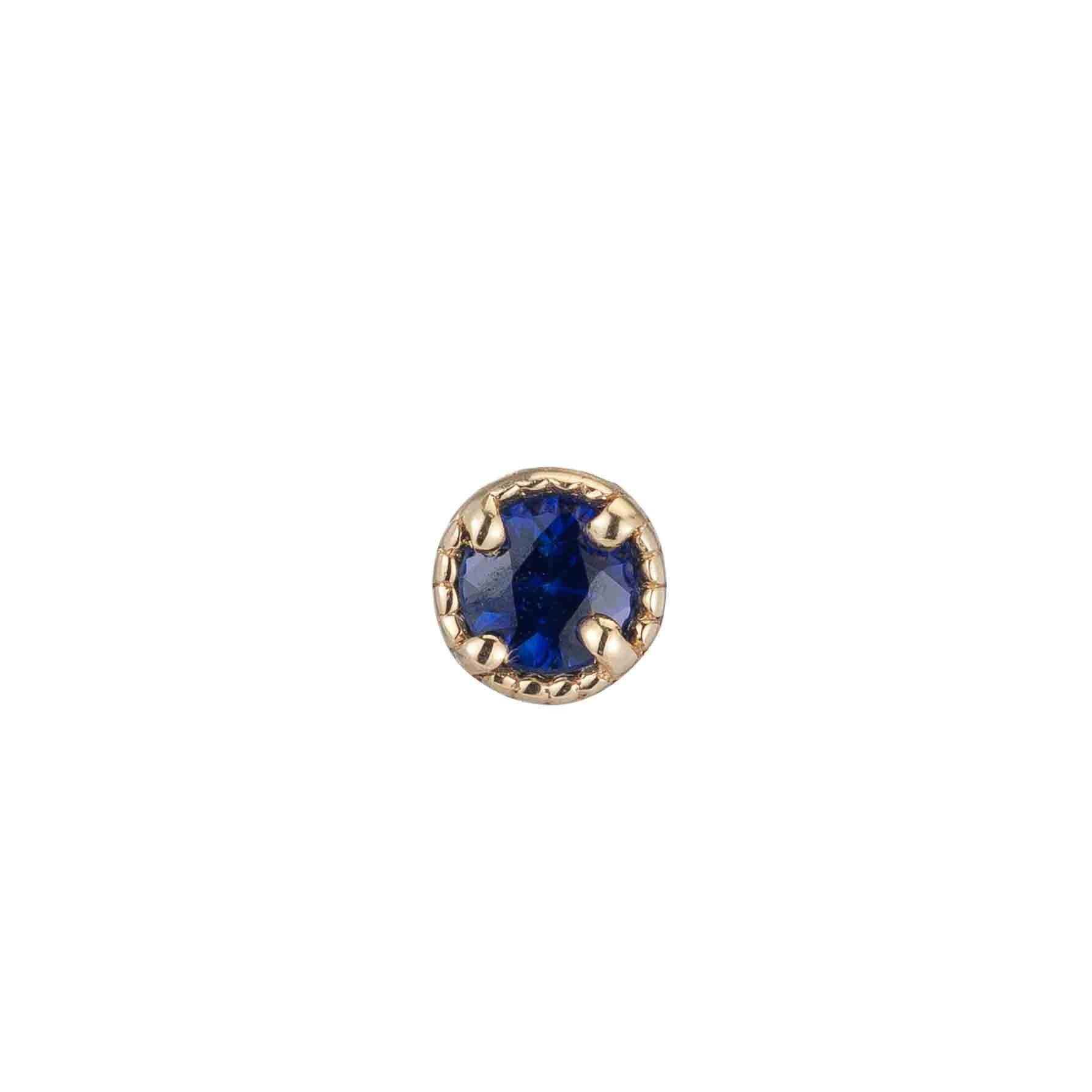 Blue Sapphire Milgrain Stud (Single)
