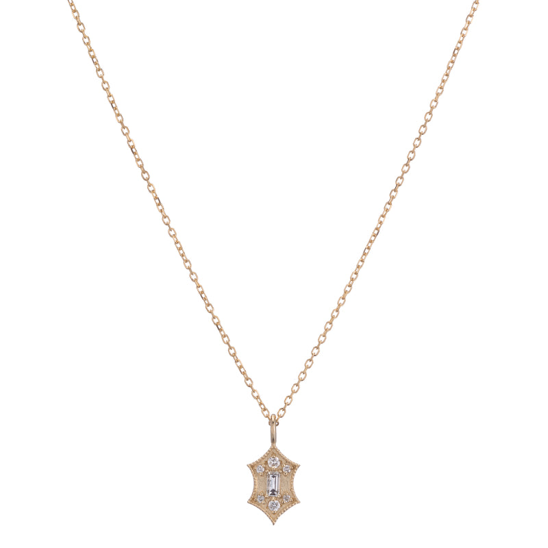 Diamond Baguette Shield Necklace