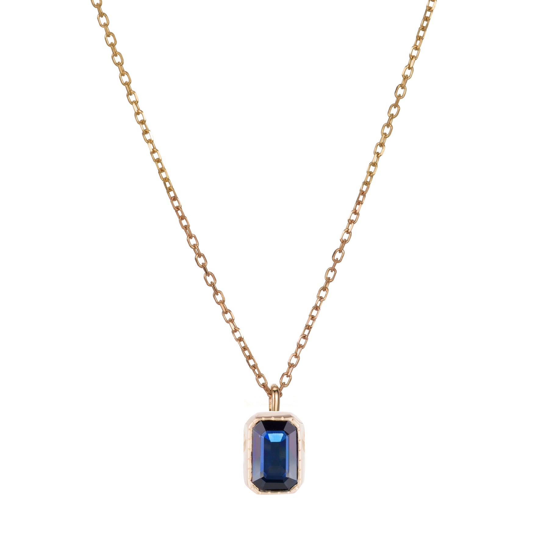 EMERALD CUT SAPPHIRE WISP NECKLACE