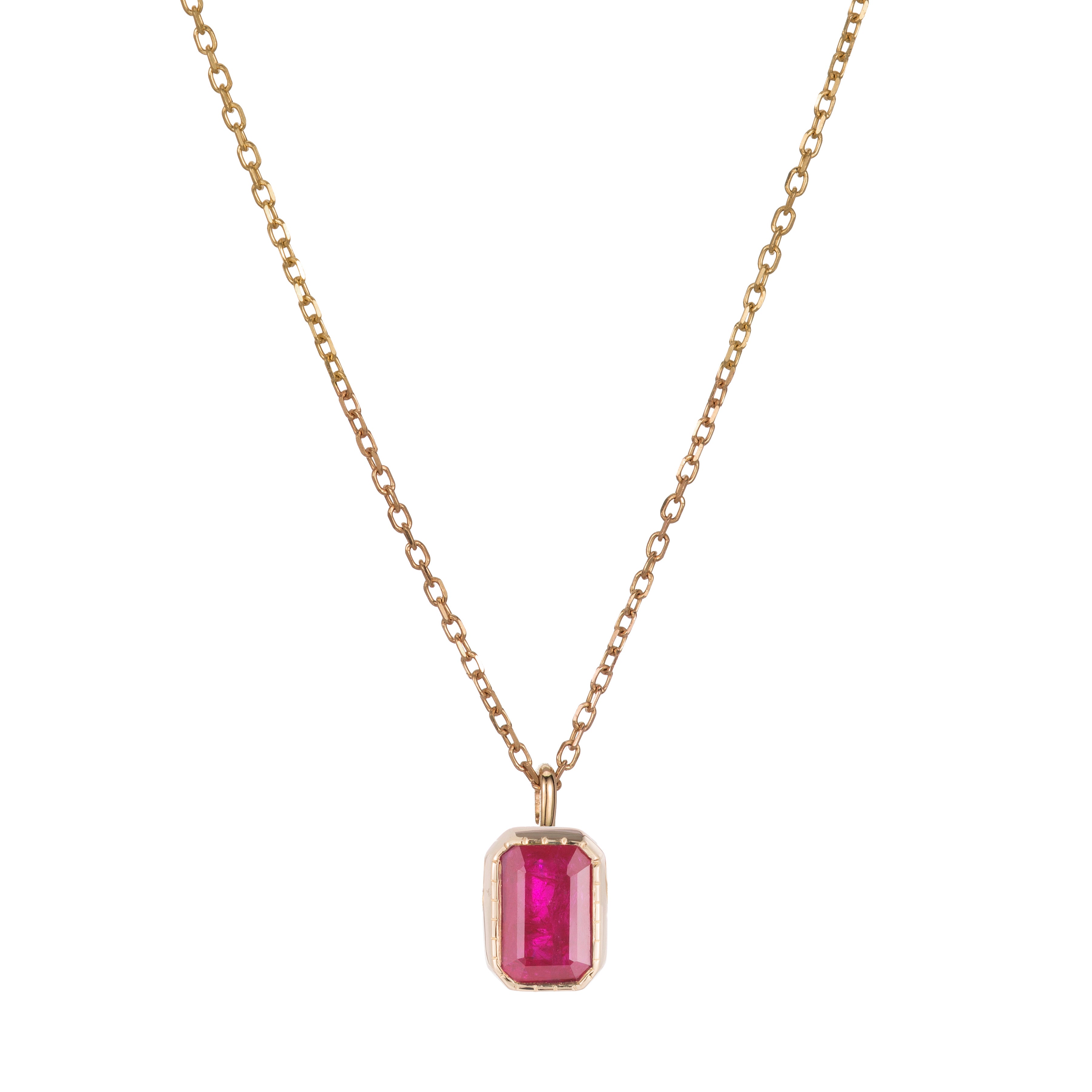 Emerald cut sale ruby necklace