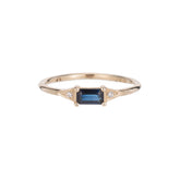EMERALD CUT BLUE SAPPHIRE DECO RING