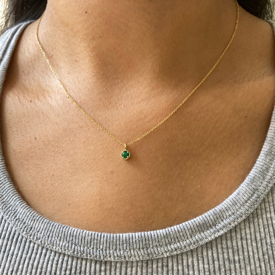 Emerald Milgrain Necklace