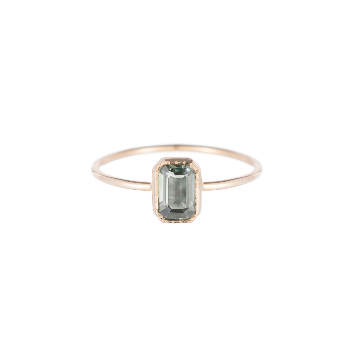 Emerald Cut Green Sapphire Wisp Ring