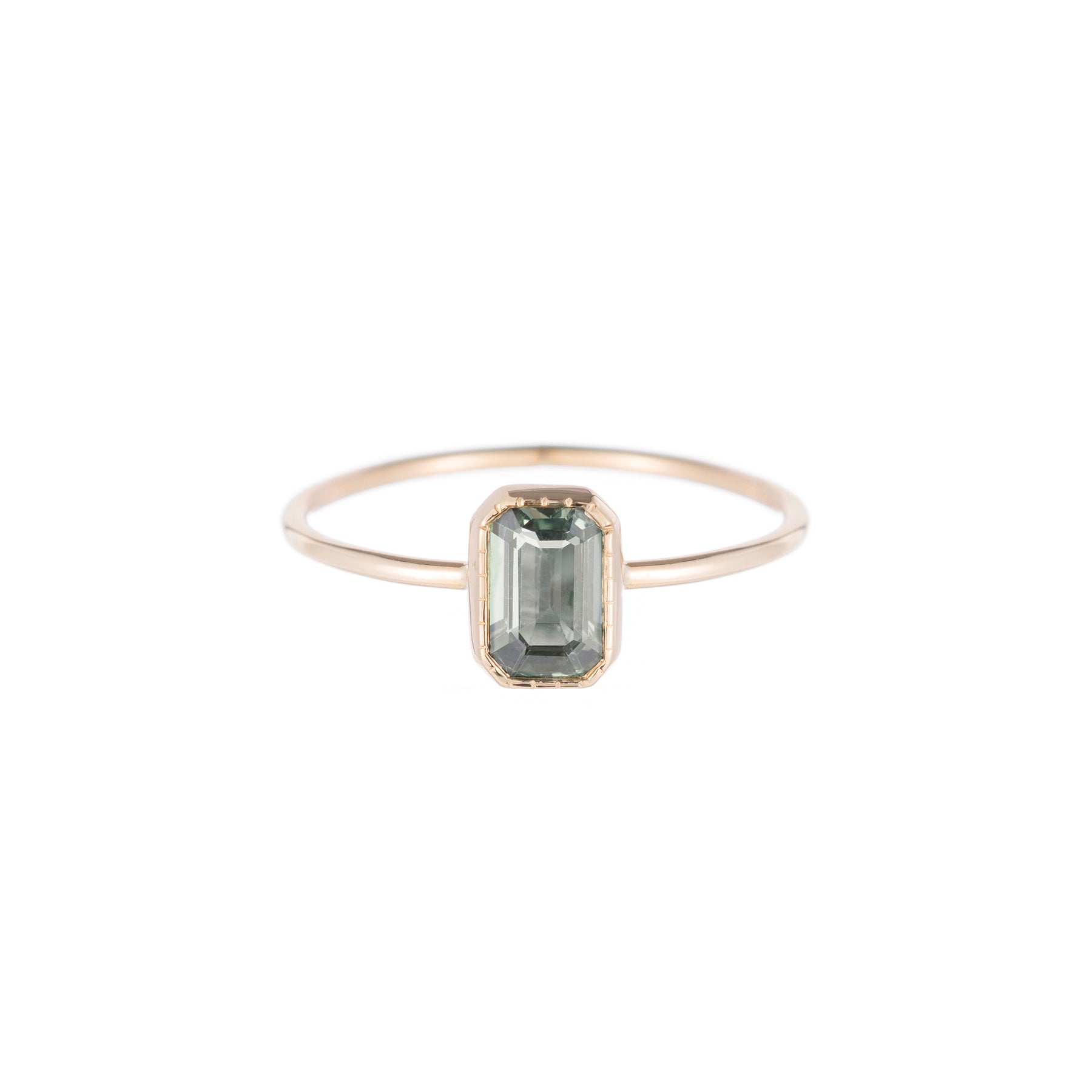 Emerald Cut Green Sapphire Wisp Ring