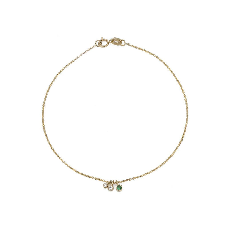 Emerald Diamond Moon Drop Bracelet