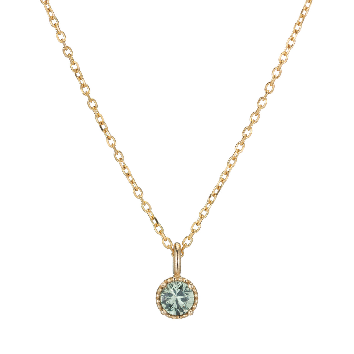 Green Sapphire Milgrain Necklace