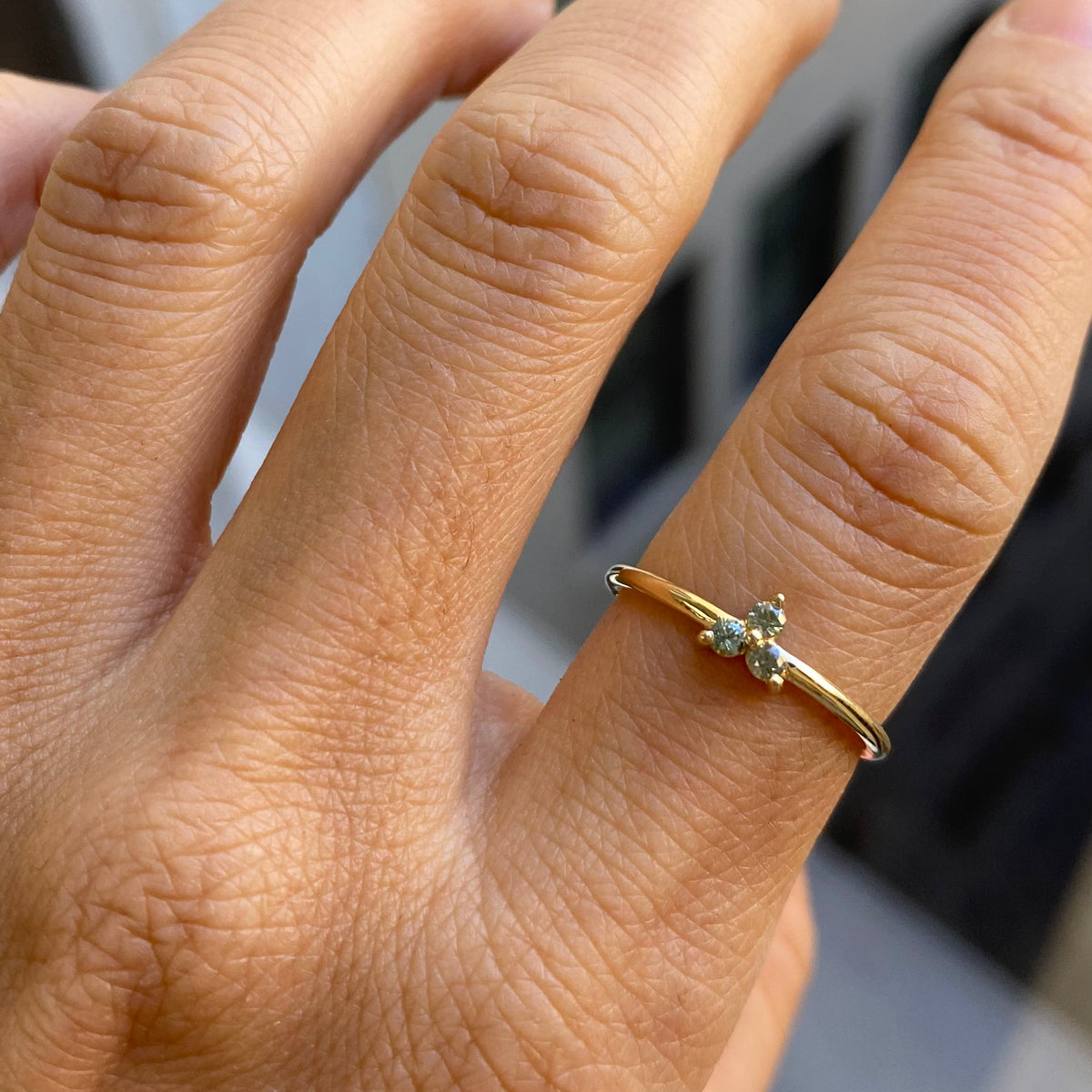 Green Sapphire Triad Ring