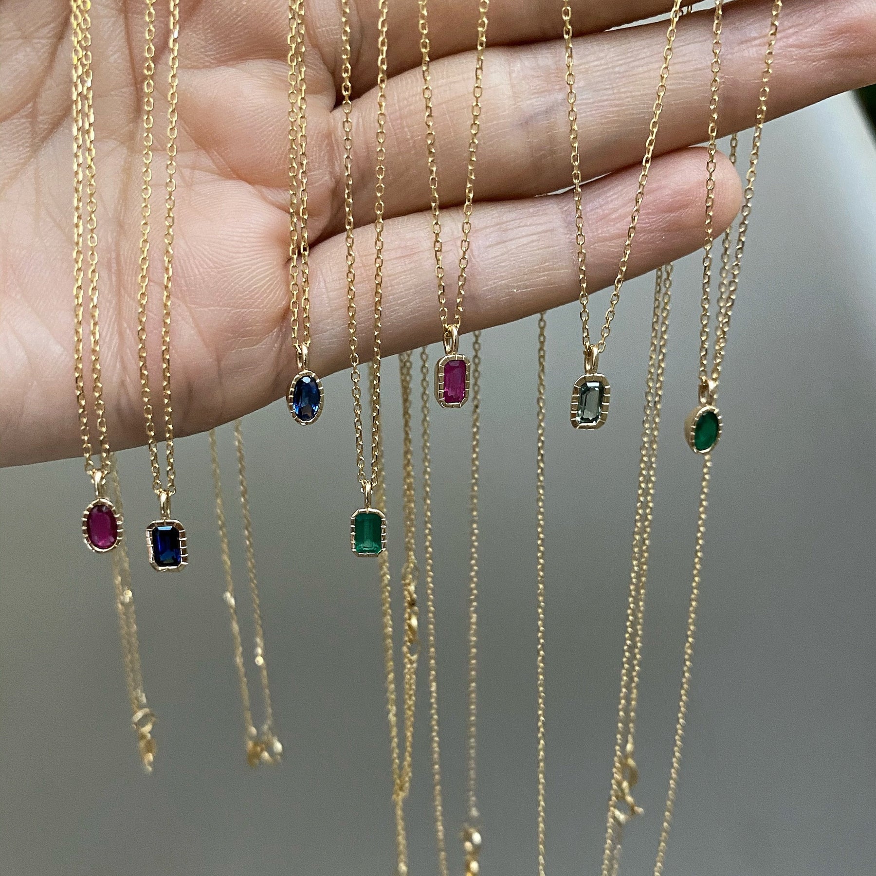 EMERALD CUT RUBY WISP NECKLACE