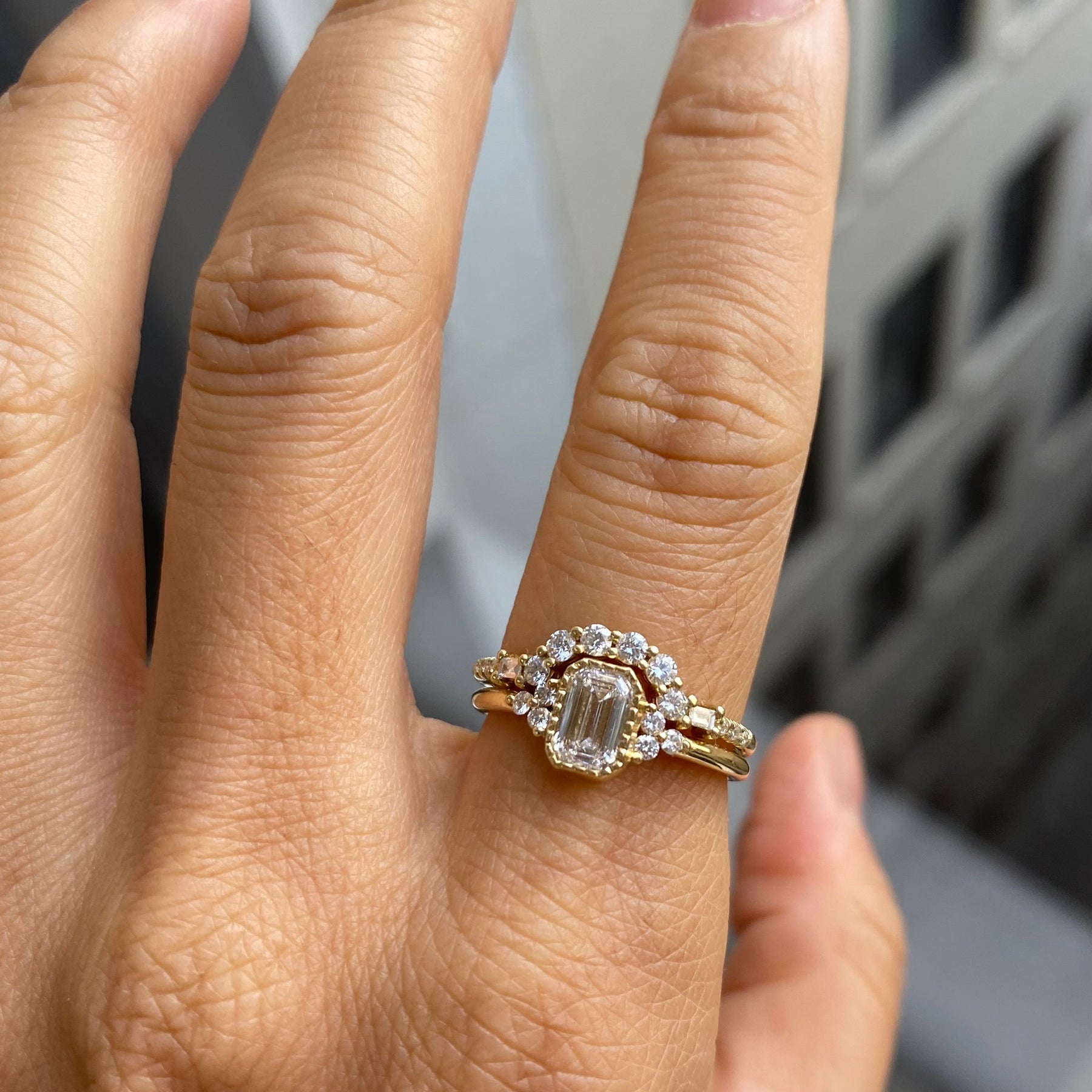 Emerald Cut Diamond Cluster Ring