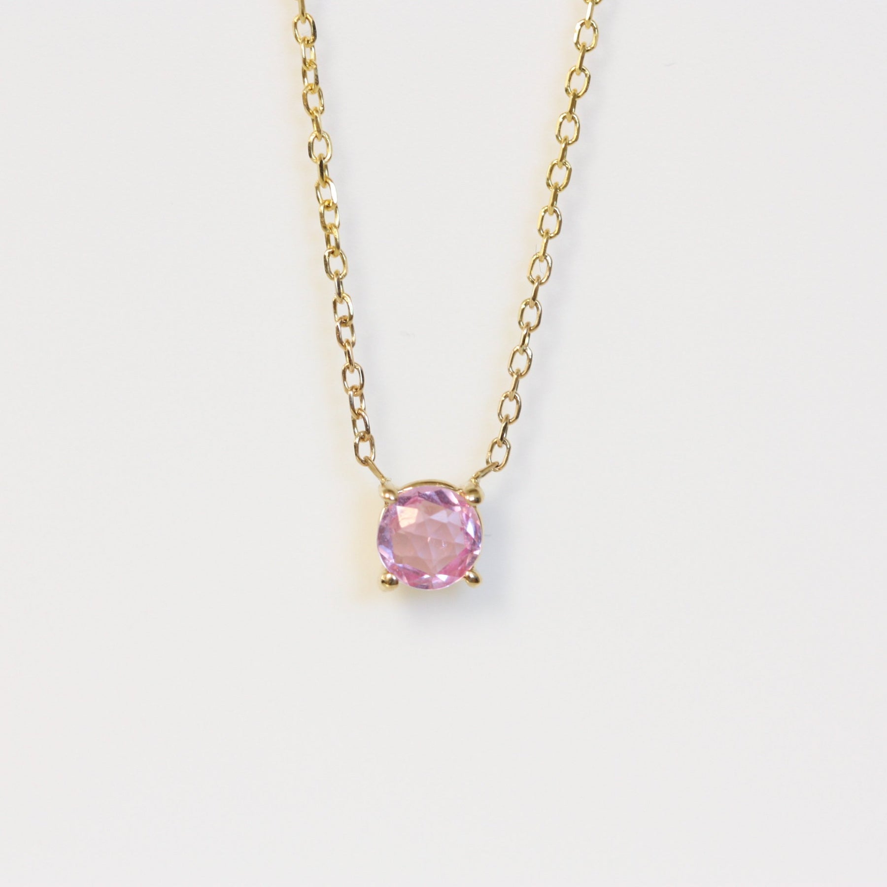 Pink Rose Cut Solitaire Necklace