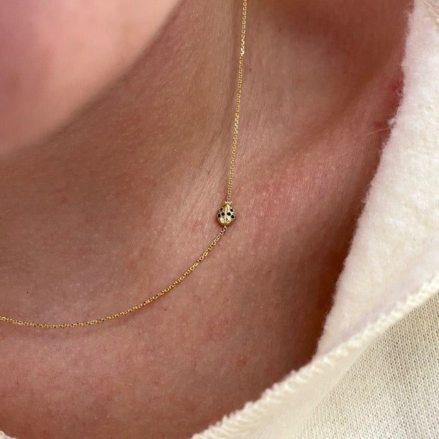 Floating Diamond Ladybug Necklace