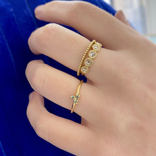 Green Sapphire Triad Ring