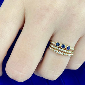 3 Bezel Blue Sapphire Equilibrium Ring